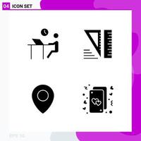 Solid Icon set Pack of 4 Glyph Icons isolated on White Background for Web Print and Mobile vector