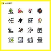 Set of 16 Modern UI Icons Symbols Signs for job abilities sign web internet Editable Creative Vector Design Elements