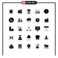 Modern Set of 25 Solid Glyphs Pictograph of hardware computer personal success cup Editable Vector Design Elements