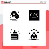 Collection of 4 Vector Icons in solid style Modern Glyph Symbols for Web and Mobile Solid Icon Sign Isolated on White Background 4 Icons