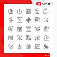 Creative Set of 25 Universal Outline Icons isolated on White Background vector