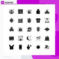 Pictogram Set of 25 Simple Solid Glyphs of satellite security smartphone protect key Editable Vector Design Elements