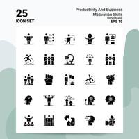 25 conjunto de iconos de habilidades de productividad y motivación empresarial 100 archivos editables eps 10 ideas de concepto de logotipo de empresa diseño de icono de glifo sólido vector