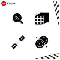 Collection of 4 Vector Icons in solid style Pixle Perfect Glyph Symbols for Web and Mobile Solid Icon Signs on White Background 4 Icons