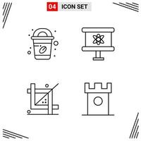 4 Icons Line Style Grid Based Creative Outline Symbols for Website Design Simple Line Icon Signs Isolated on White Background 4 Icon Set vector