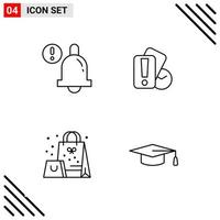 Pixle Perfect Set of 4 Line Icons Outline Icon Set for Webite Designing and Mobile Applications Interface vector