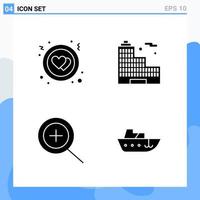 Modern 4 solid style icons Glyph Symbols for general use Creative Solid Icon Sign Isolated on White Background 4 Icons Pack vector