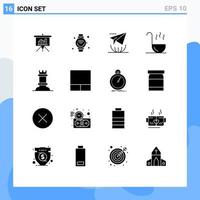 16 Universal Solid Glyphs Set for Web and Mobile Applications figure spoon wifi ladle send Editable Vector Design Elements