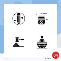 Mobile Interface Solid Glyph Set of Pictograms of creative action beauty honey court Editable Vector Design Elements