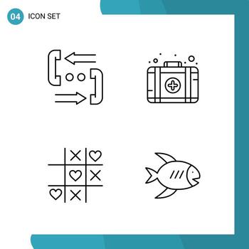 Vector Pack of 4 Outline Symbols Line Style Icon Set on White Background for Web and Mobile