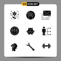9 símbolos de glifo de paquete de iconos negros signos para diseños receptivos sobre fondo blanco 9 conjunto de iconos vector