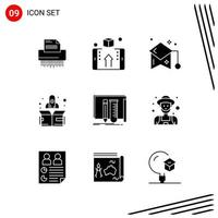 Collection of 9 Vector Icons in solid style Pixle Perfect Glyph Symbols for Web and Mobile Solid Icon Signs on White Background 9 Icons