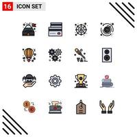 16 User Interface Flat Color Filled Line Pack of modern Signs and Symbols of love balloon connections air time Editable Creative Vector Design Elements