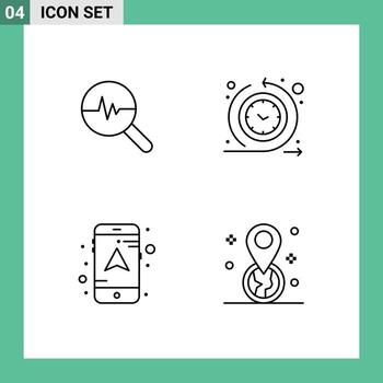 Modern Set of 4 Filledline Flat Colors Pictograph of graphic mobile search chart routine geolocation Editable Vector Design Elements