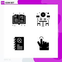 Solid Icon set Pack of 4 Glyph Icons isolated on White Background for Web Print and Mobile vector