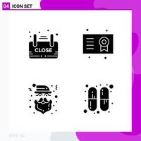 Solid Icon set Pack of 4 Glyph Icons isolated on White Background for Web Print and Mobile vector