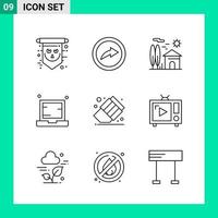 Pack of 9 Line Style Icon Set Outline Symbols for print Creative Signs Isolated on White Background 9 Icon Set vector