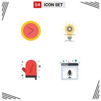 Universal Icon Symbols Group of 4 Modern Flat Icons of arrow cooking user idea glove Editable Vector Design Elements