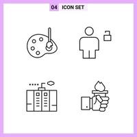 4 Icons in Line Style Outline Symbols on White Background Creative Vector Signs for Web mobile and Print