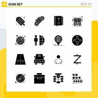 Collection of 16 Universal Solid Icons Icon Set for Web and Mobile vector
