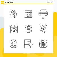 Collection of 9 Universal Line Icons Icon Set for Web and Mobile vector