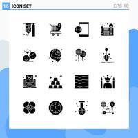 Pack of 16 creative Solid Glyphs of thinking idea app design device Editable Vector Design Elements