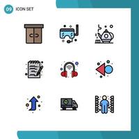 9 Creative Icons Modern Signs and Symbols of wireless headset intelligent snorkel notepad document Editable Vector Design Elements