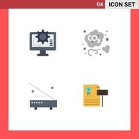 Pack of 4 Modern Flat Icons Signs and Symbols for Web Print Media such as computer electric setting co equipment Editable Vector Design Elements