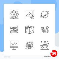 Modern Pack of 9 Icons Line Outline Symbols isolated on White Backgound for Website designing vector