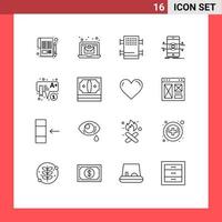 Group of 16 Modern Outlines Set for education phone economy mobile api Editable Vector Design Elements
