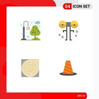 Editable Vector Line Pack of 4 Simple Flat Icons of street light maze recreation halloween labyrinth Editable Vector Design Elements