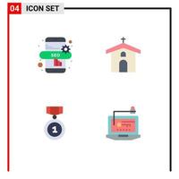 4 Universal Flat Icons Set for Web and Mobile Applications marketing insignia celebration easter access Editable Vector Design Elements