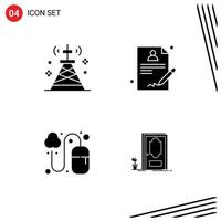 Set of 4 Modern UI Icons Symbols Signs for communications designing technology report grid Editable Vector Design Elements