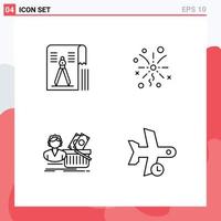 Mobile Interface Line Set of 4 Pictograms of compass shopping geometry light shopping Editable Vector Design Elements