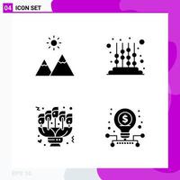 Solid Icon set Pack of 4 Glyph Icons isolated on White Background for Web Print and Mobile vector