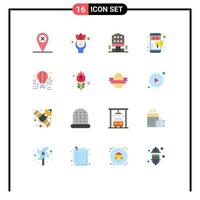 Pack of 16 creative Flat Colors of airdrop mobile marketing house shopping online Editable Pack of Creative Vector Design Elements