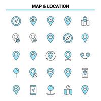 25 Map  Location Black and Blue icon Set Creative Icon Design and logo template vector