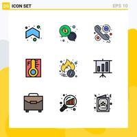 Set of 9 Modern UI Icons Symbols Signs for sun light dollar cloud hours Editable Vector Design Elements