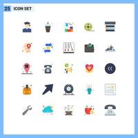 Modern Set of 25 Flat Colors and symbols such as layout reel cube movie album Editable Vector Design Elements