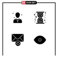 Mobile Interface Solid Glyph Set of 4 Pictograms of christian cloud man donation mail Editable Vector Design Elements