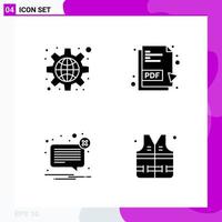 Solid Icon set Pack of 4 Glyph Icons isolated on White Background for Web Print and Mobile vector