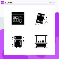 Set of 4 icons in solid style Creative Glyph Symbols for Website Design and Mobile Apps Simple Solid Icon Sign Isolated on White Background 4 Icons vector
