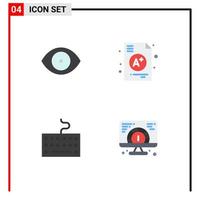 Pictogram Set of 4 Simple Flat Icons of eye keyboard vision education speed Editable Vector Design Elements