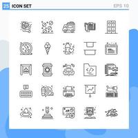 iconos de estilo moderno de 25 líneas delinean símbolos para uso general signo de icono de línea creativa aislado sobre fondo blanco paquete de 25 iconos vector