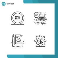 Vector Pack of 4 Outline Symbols Line Style Icon Set on White Background for Web and Mobile