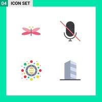 4 User Interface Flat Icon Pack of modern Signs and Symbols of dragon optimization fly microphone seo package Editable Vector Design Elements