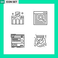 Pack of 4 Line Style Icon Set Outline Symbols for print Creative Signs Isolated on White Background 4 Icon Set vector