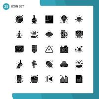 25 User Interface Solid Glyph Pack of modern Signs and Symbols of internet information financial idea transportation Editable Vector Design Elements