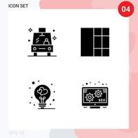 Modern Set of 4 Solid Glyphs and symbols such as shuttle valentine school bulb promotion Editable Vector Design Elements