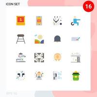 Set of 16 Modern UI Icons Symbols Signs for food coffee health wheelchair handicapped Editable Pack of Creative Vector Design Elements